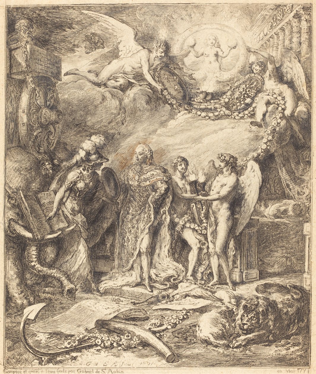 Alegoria o ślubie hrabiego Prowansji autorstwa Gabriel Jacques de Saint Aubin