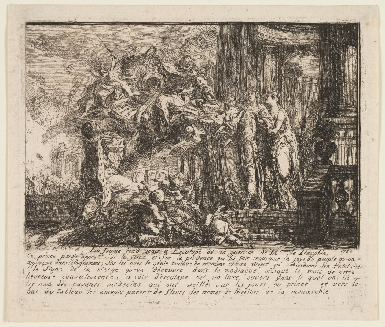 Alegoria o rekonwalescencji delfina autorstwa Gabriel Jacques de Saint Aubin