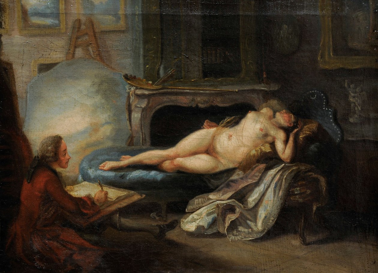Prywatna Akademia, 1755. autorstwa Gabriel Jacques de Saint Aubin