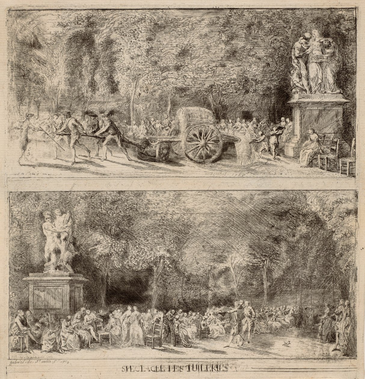 Sceny z Tuileries: Krzesła i Wózek Wodny autorstwa Gabriel Jacques de Saint Aubin