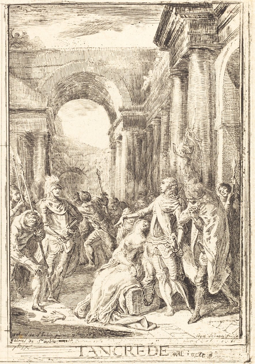Wyzwanie [po prawej] autorstwa Gabriel Jacques de Saint Aubin