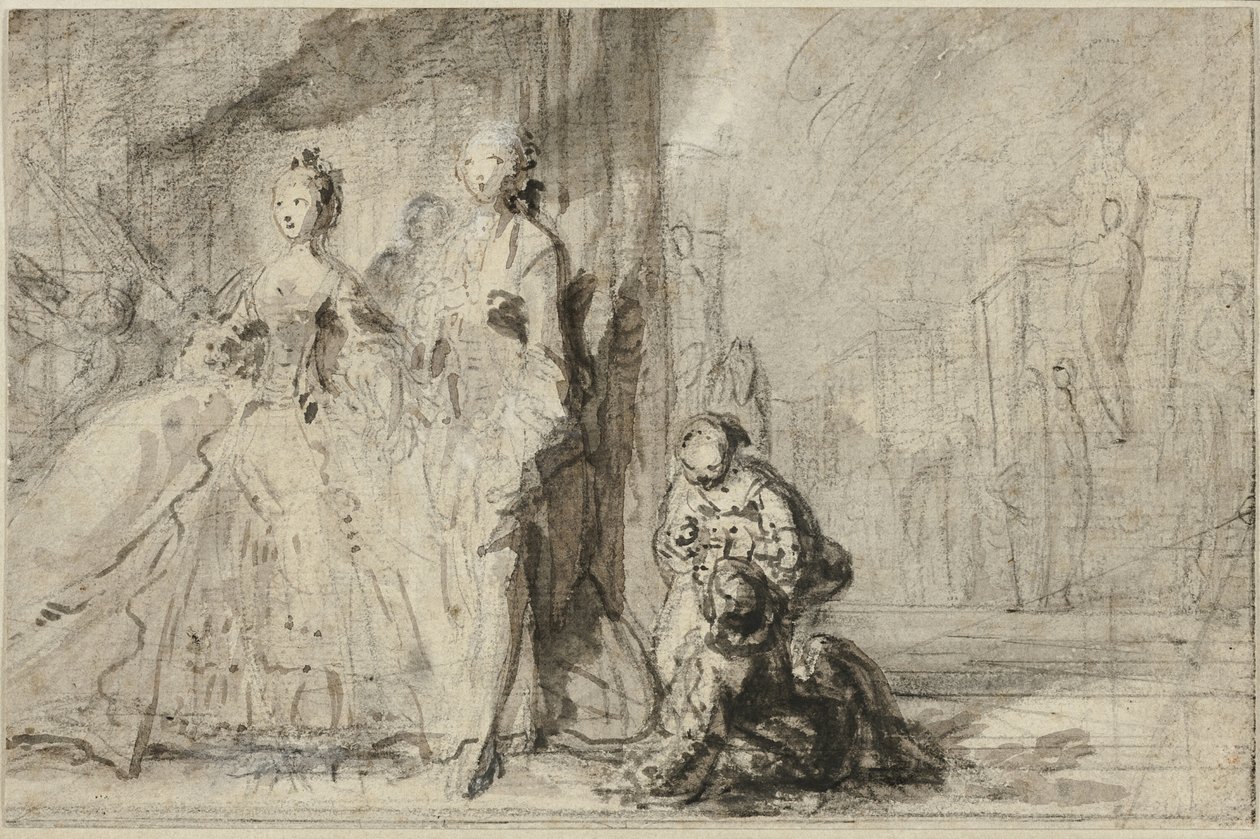 Promenada na Bulwarze autorstwa Gabriel Jacques de Saint Aubin