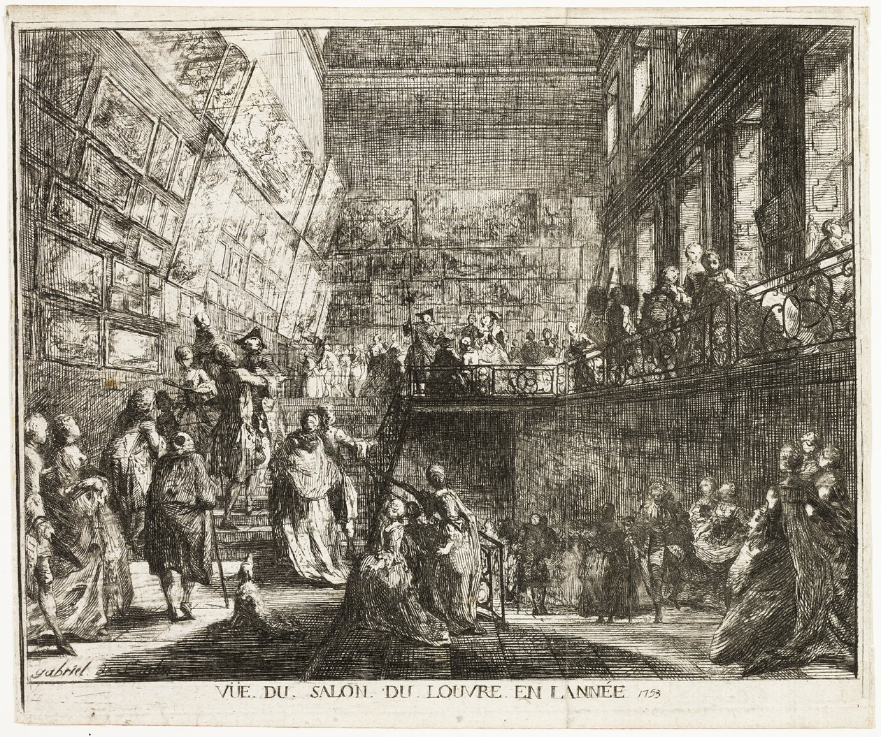 Widok Salonu w Luwrze w roku 1753 autorstwa Gabriel Jacques de Saint Aubin