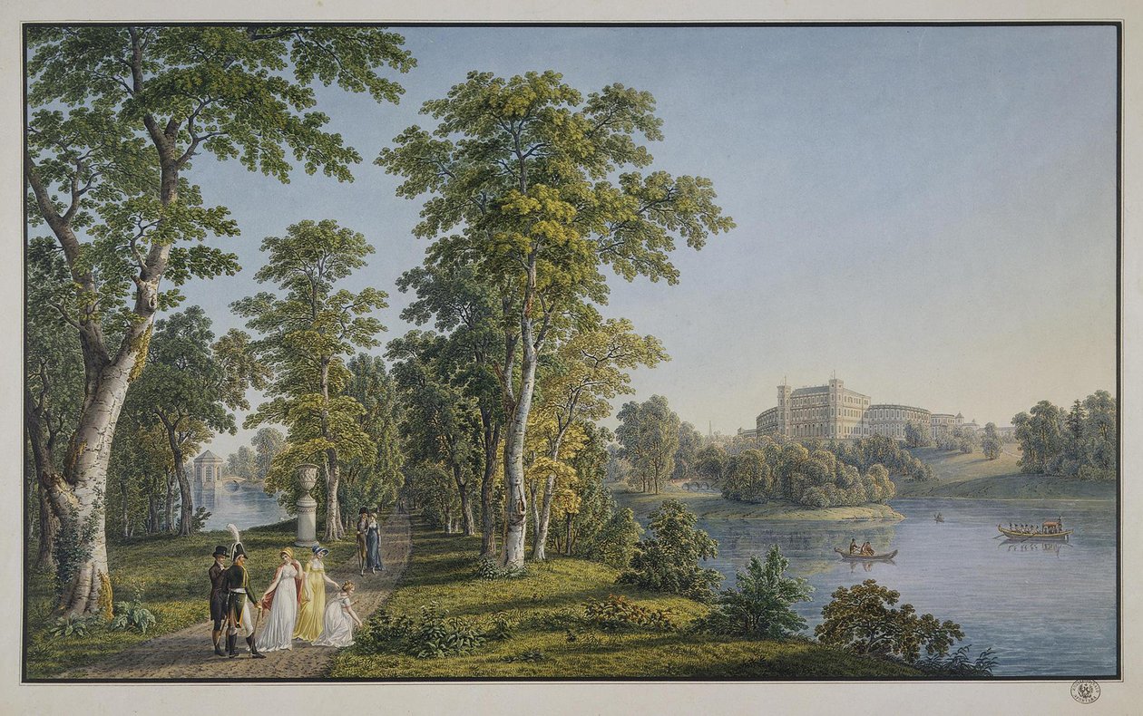 Widok pałacu w Gatchinie od strony parku, 1753 autorstwa Gabriel Ludwig Lory the Elder