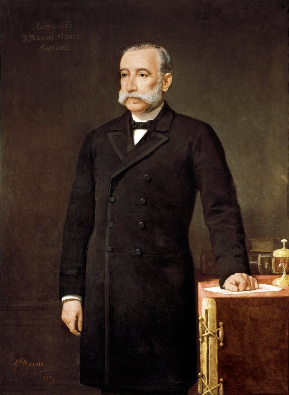 Portret Manuela ALONSO MARTINEZA (1827-1891), hiszpańskiego prawnika i polityka członka Partii Unii Liberalnej Madryt, Kongres Deputowanych.   Obraz Gabriela Maurety (XIX wiek). autorstwa Gabriel Maureta Aracil