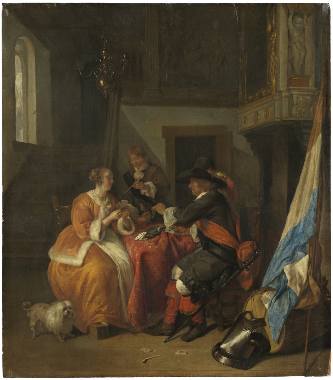 Gra w karty, ok.1655-9 autorstwa Gabriel Metsu