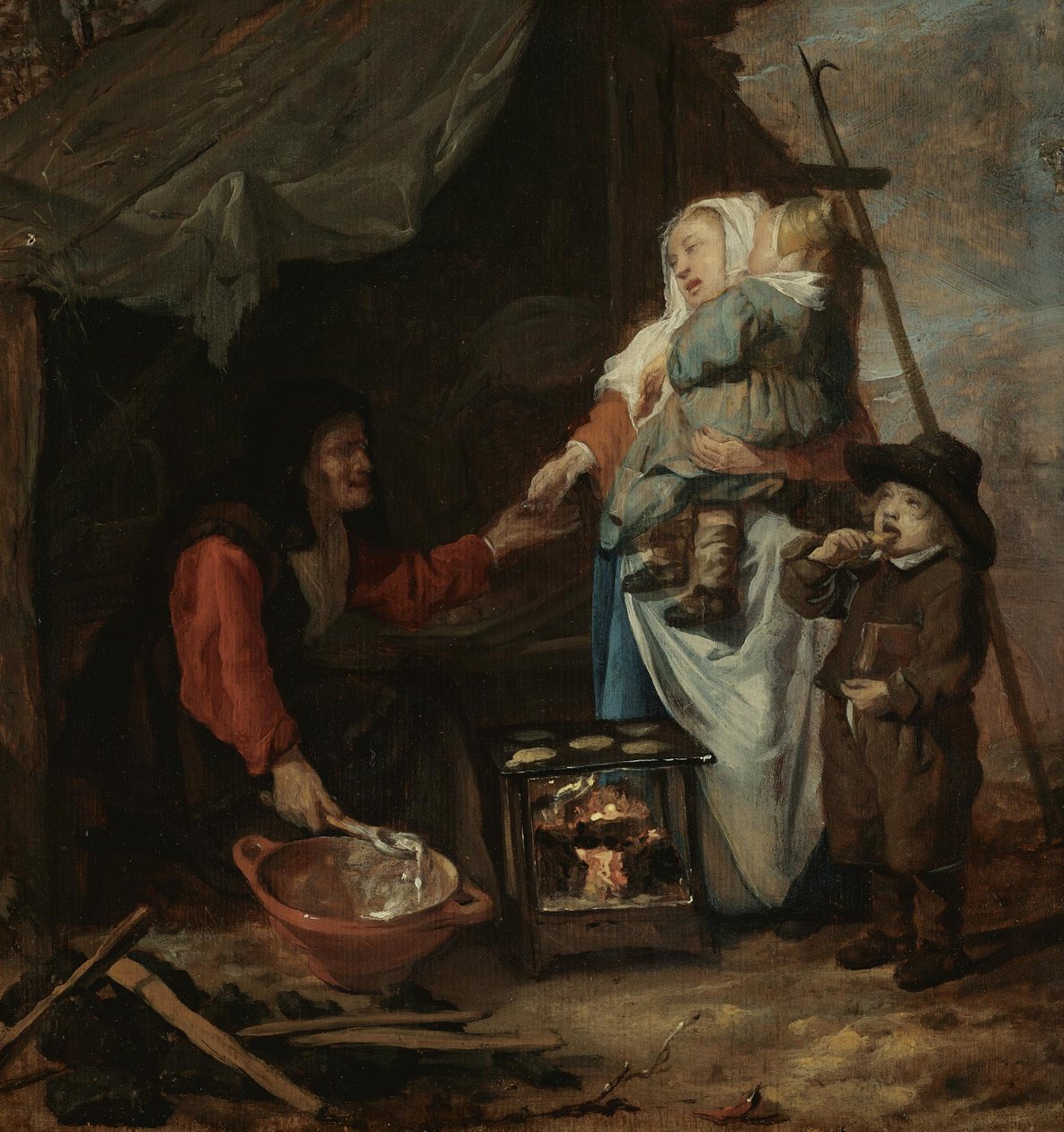 Starsza kobieta sprzedająca naleśniki autorstwa Gabriel Metsu
