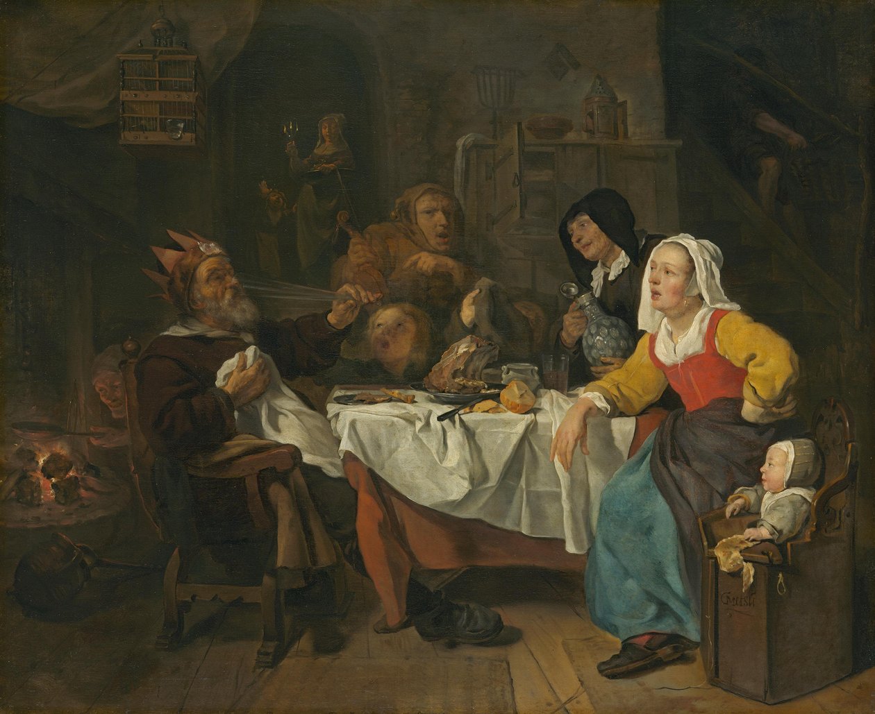 Król pije autorstwa Gabriel Metsu