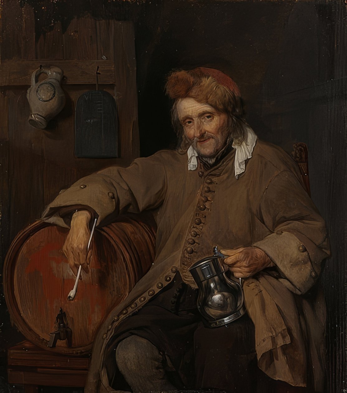 Stary pijak. Około 1661-63 autorstwa Gabriel Metsu