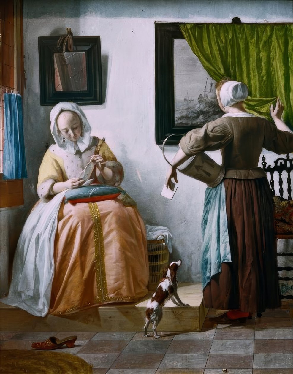 G.Metsu, pani czytająca listy i służąca autorstwa Gabriel Metsu
