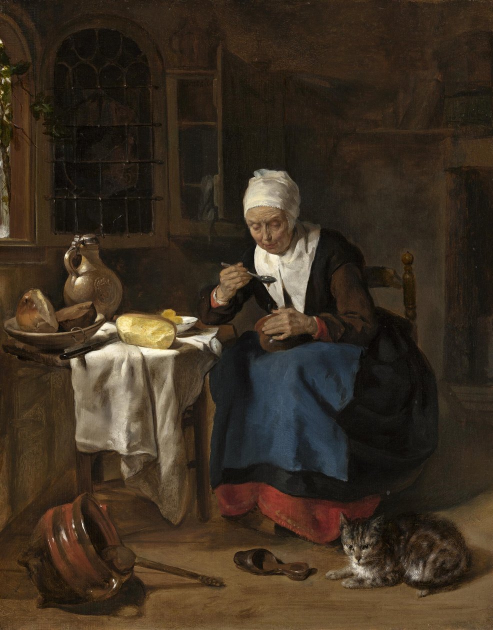 Stara kobieta jedząca owsiankę autorstwa Gabriel Metsu