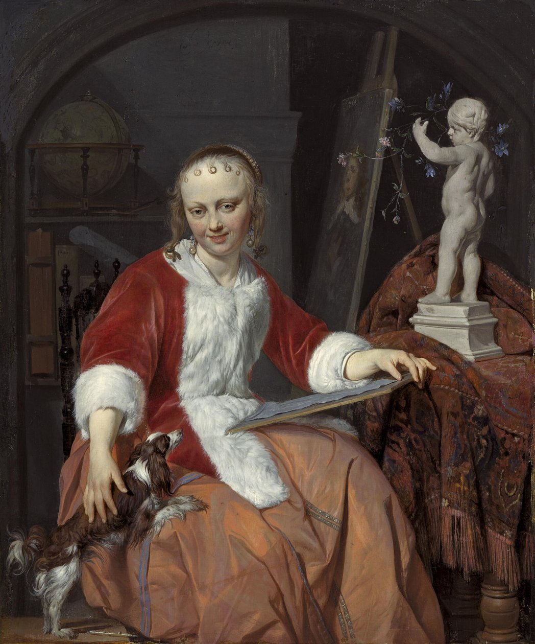 Portret Izabeli de Wolff (....-1718) jako artystki autorstwa Gabriel Metsu