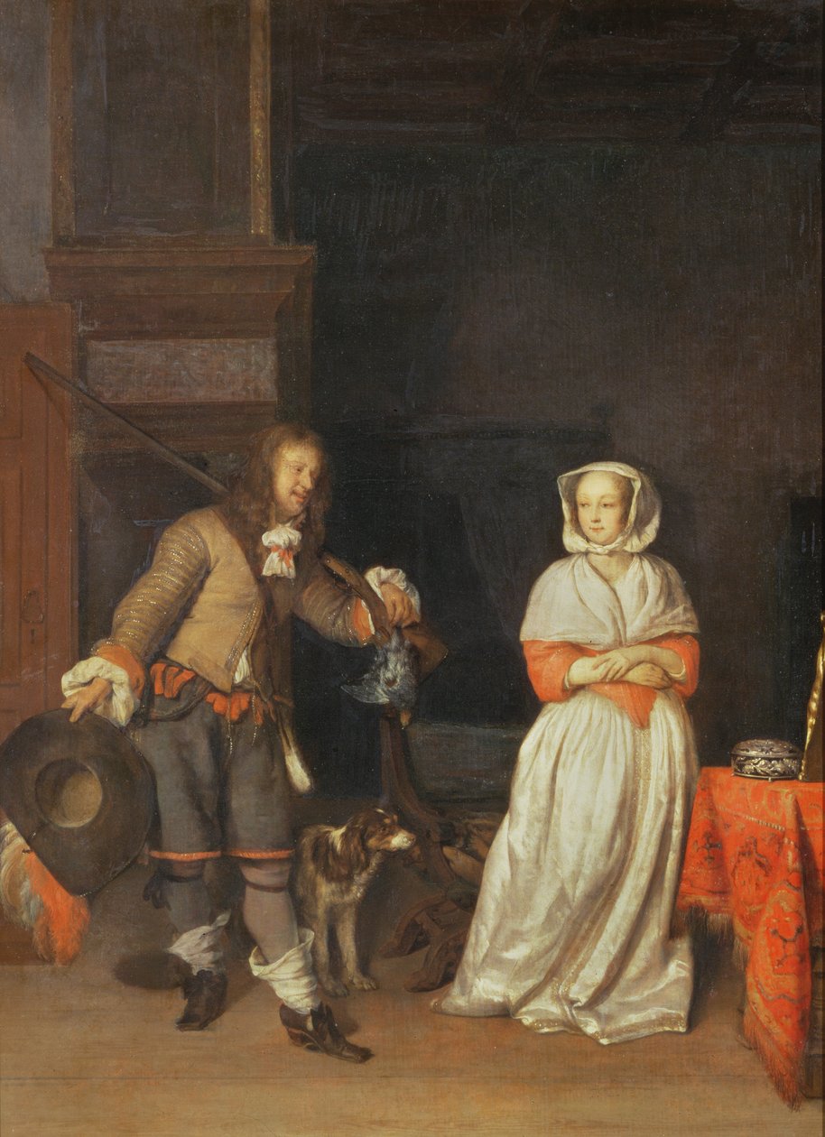 Łowca i Pani, 1660-65 autorstwa Gabriel Metsu
