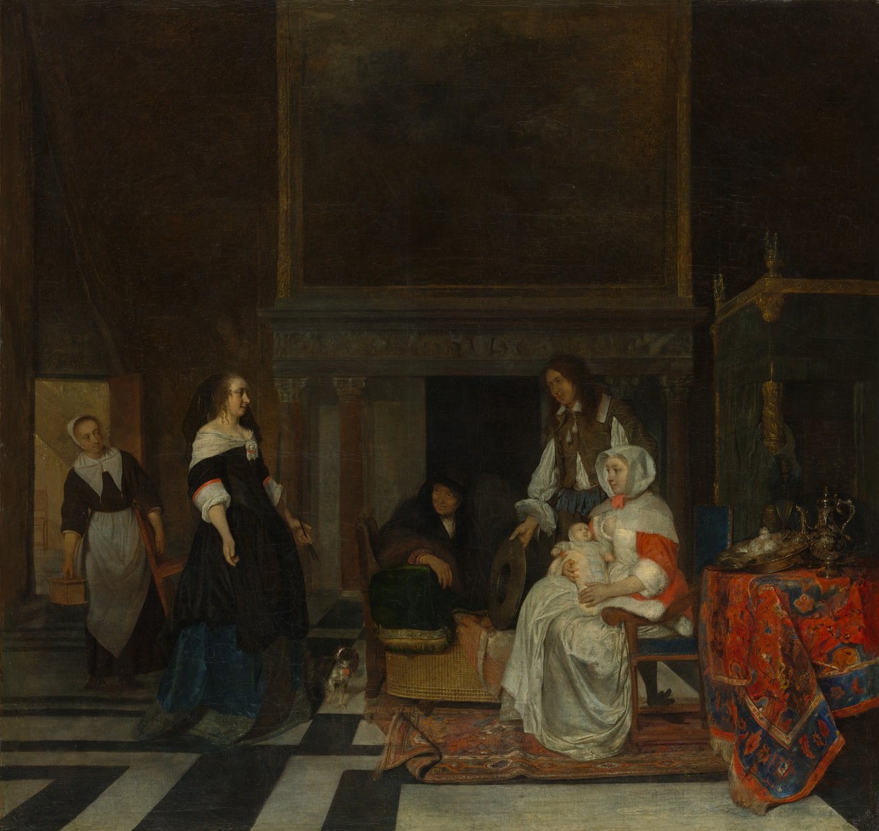 Wizyta w żłobku, 1661. autorstwa Gabriel Metsu
