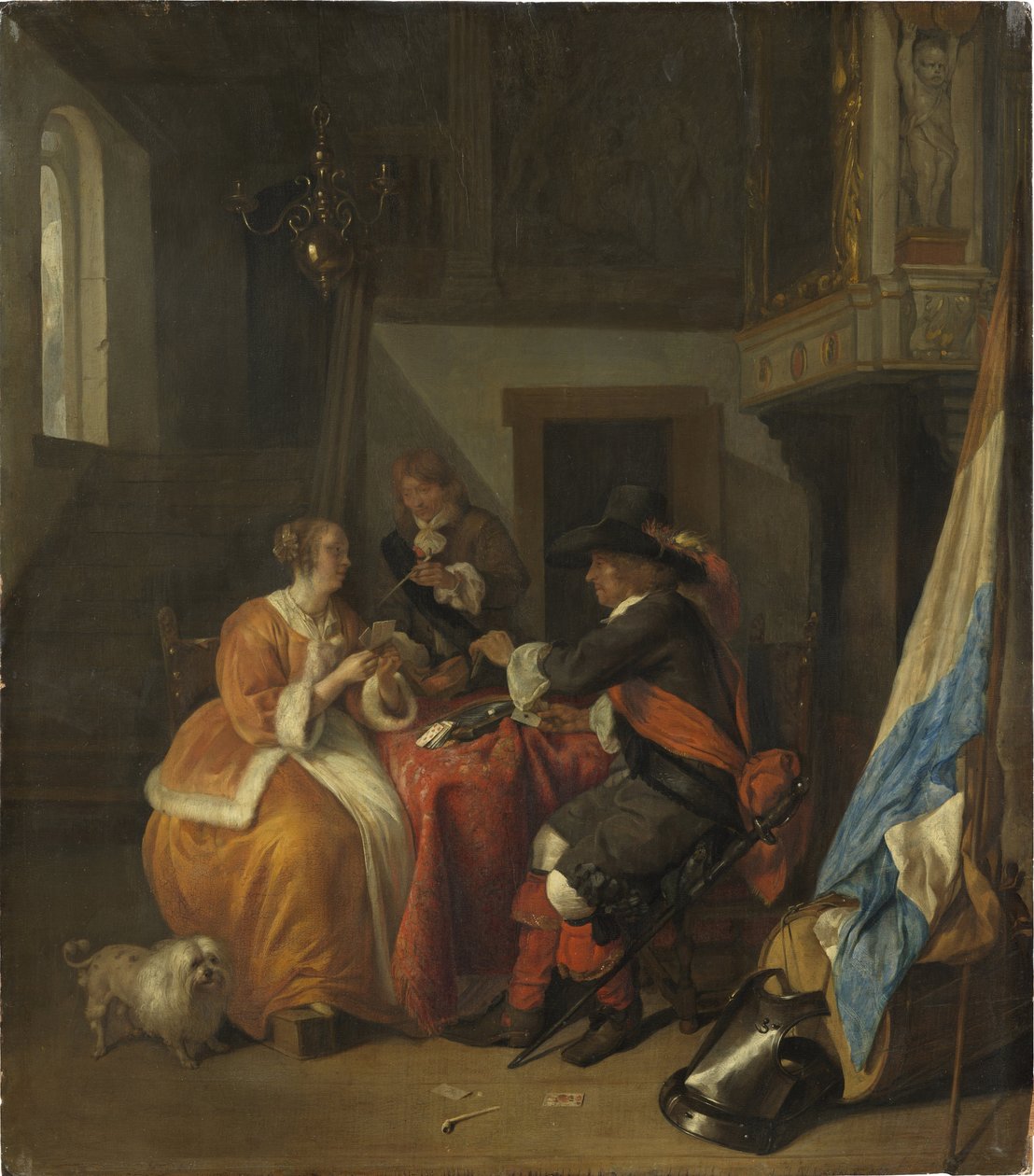 Gra karciana - Gra karciana, autorstwa Metsu, Gabriela (1629-1667). olej na drewnie autorstwa Gabriel Metsu