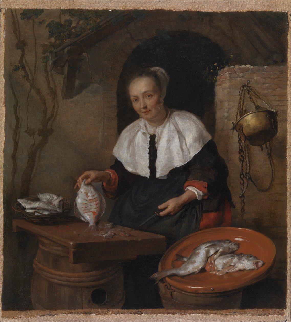 Kobieta czyszcząca ryby autorstwa Gabriel Metsu