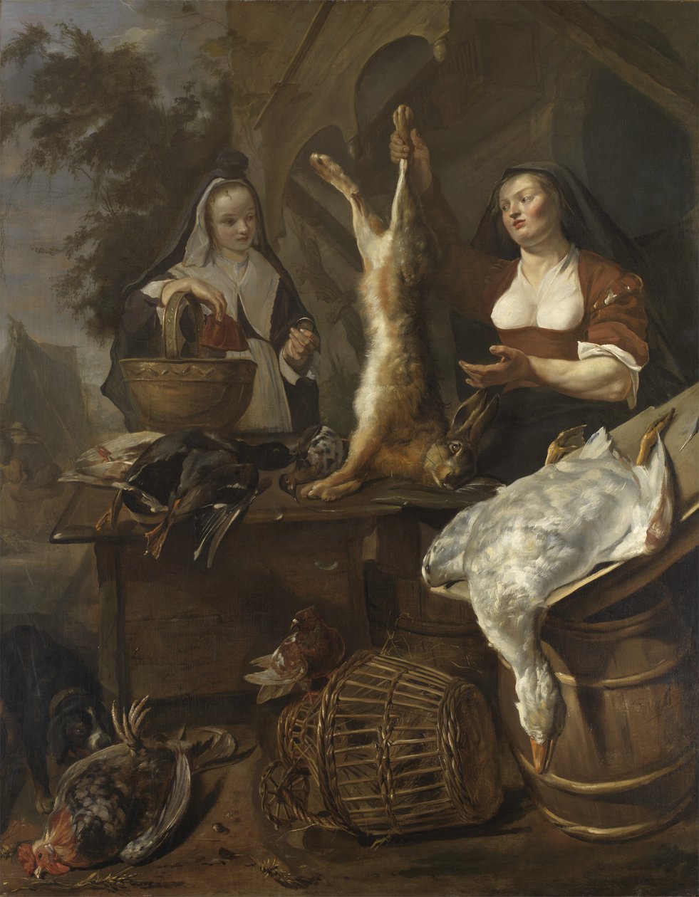 Kobieta sprzedająca gry na straganie autorstwa Gabriel Metsu