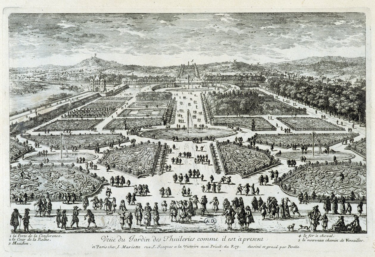 Widok Ogrodu Tuileries w obecnym kształcie - grav. autorstwa Perelle, koniec XVII wieku autorstwa Gabriel Perelle