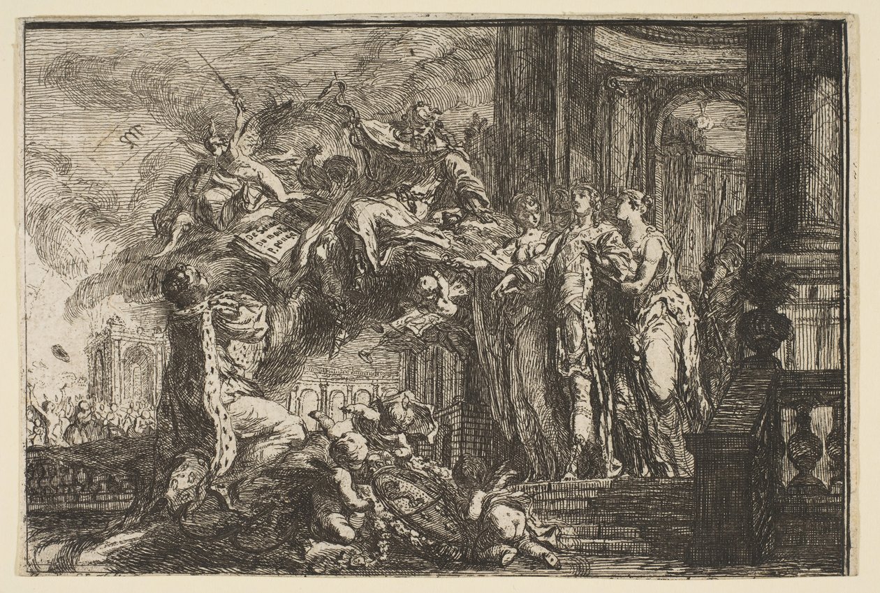 Alegoria o rekonwalescencji delfina, 1752 r. autorstwa Gabriel de Saint-Aubin