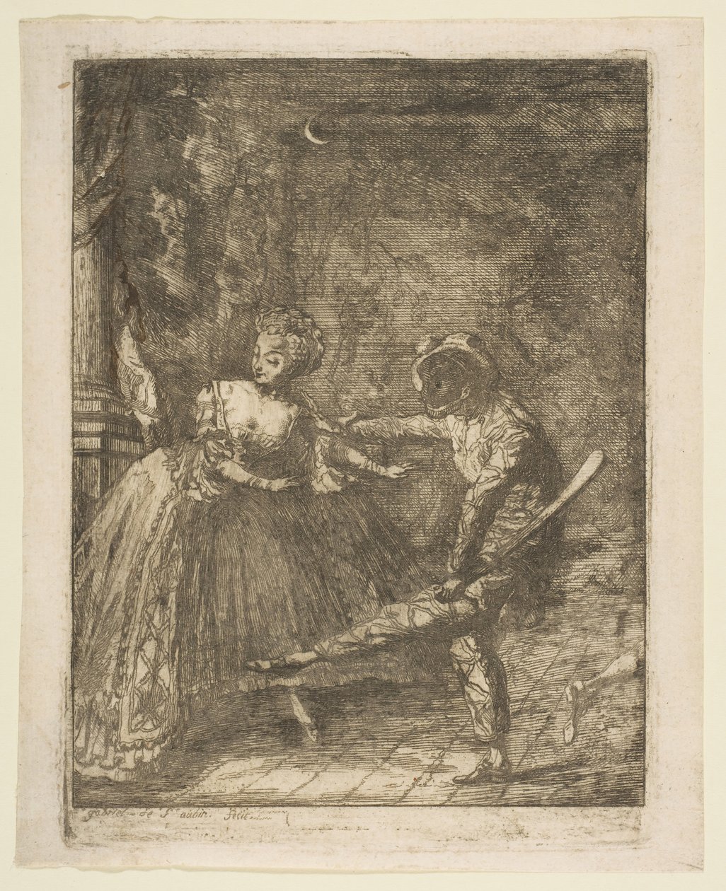 Teatr Włoski. autorstwa Gabriel de Saint Aubin