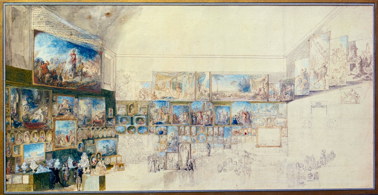 Salon z 1767 r. Rysunek Gabriela De Saint Aubin (1724 - 1780) autorstwa Gabriel de Saint Aubin