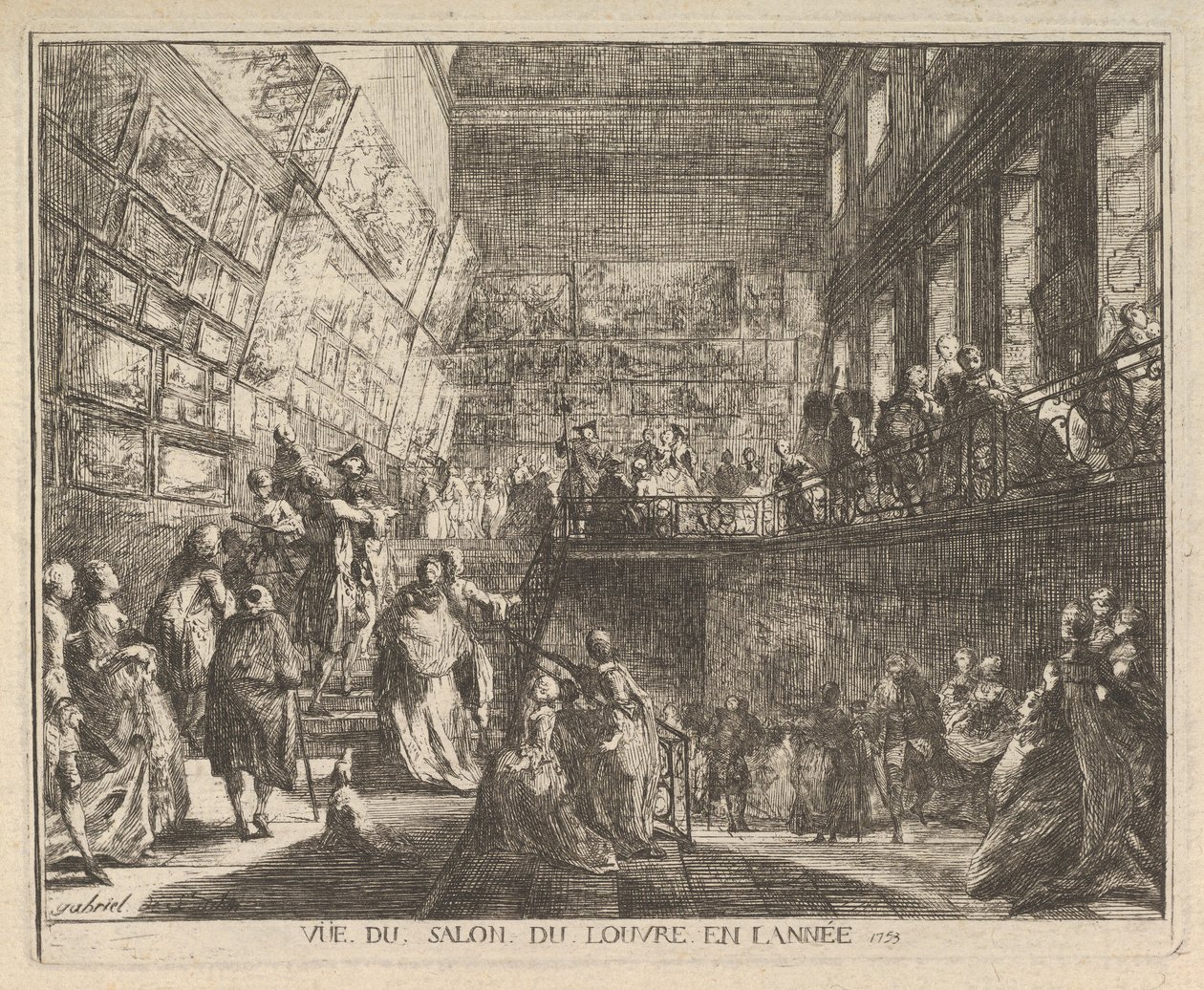 Widok na Salon du Louvre w latach 1753, 1753. autorstwa Gabriel de Saint Aubin