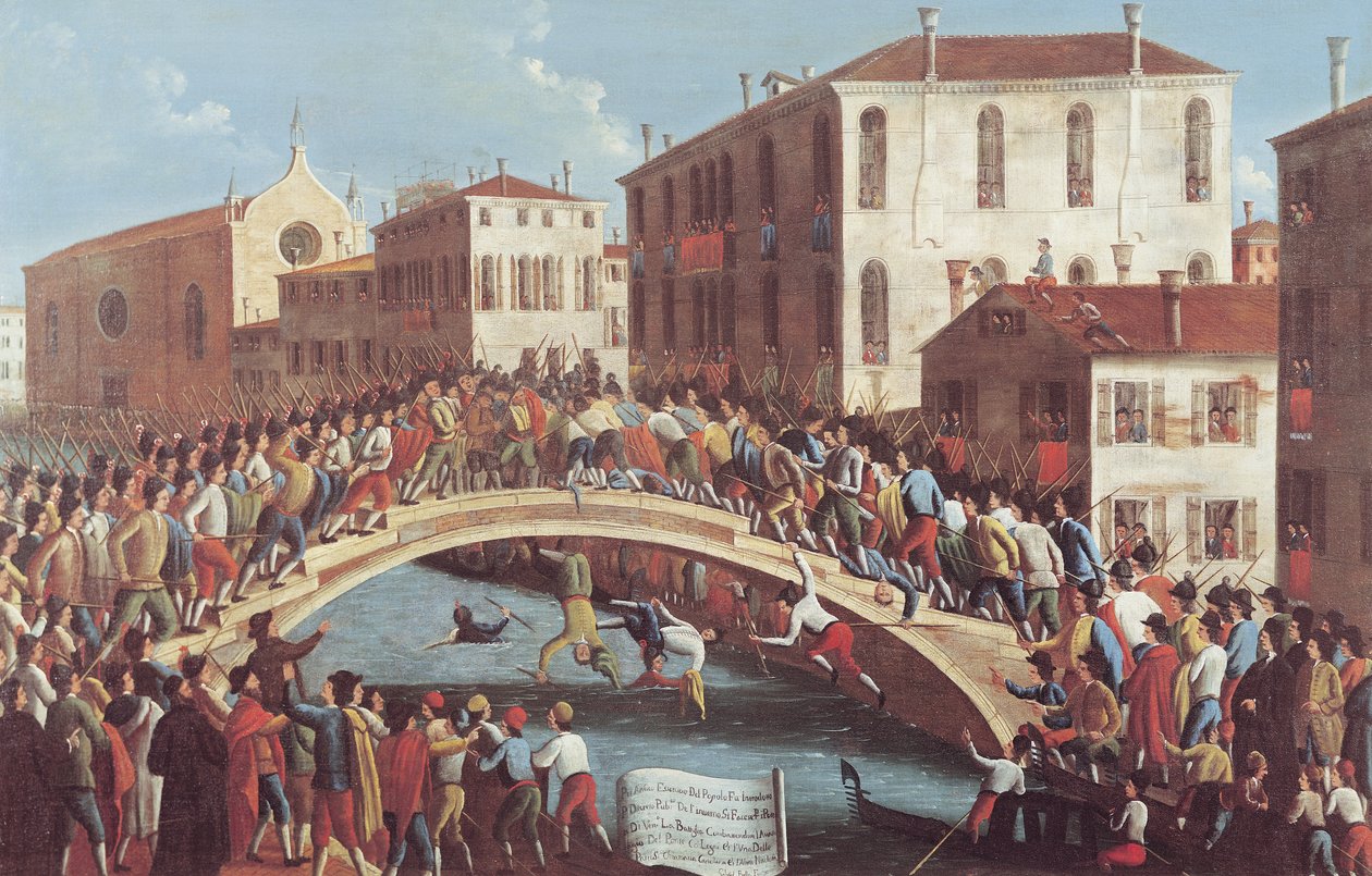 Bitwa na kije na Ponte Santa Fosca, Wenecja autorstwa Gabriele Bella