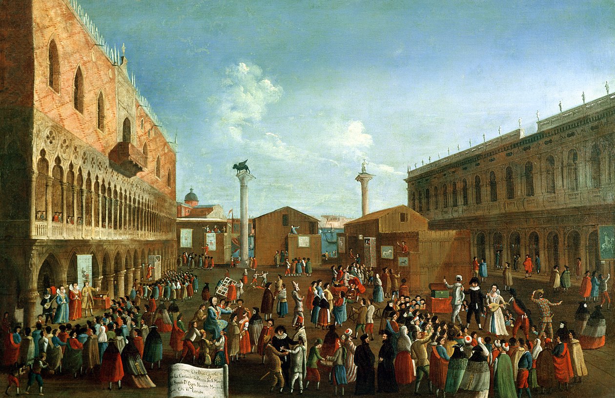 Szarlatani na Piazzetta San Marco, Wenecja autorstwa Gabriele Bella