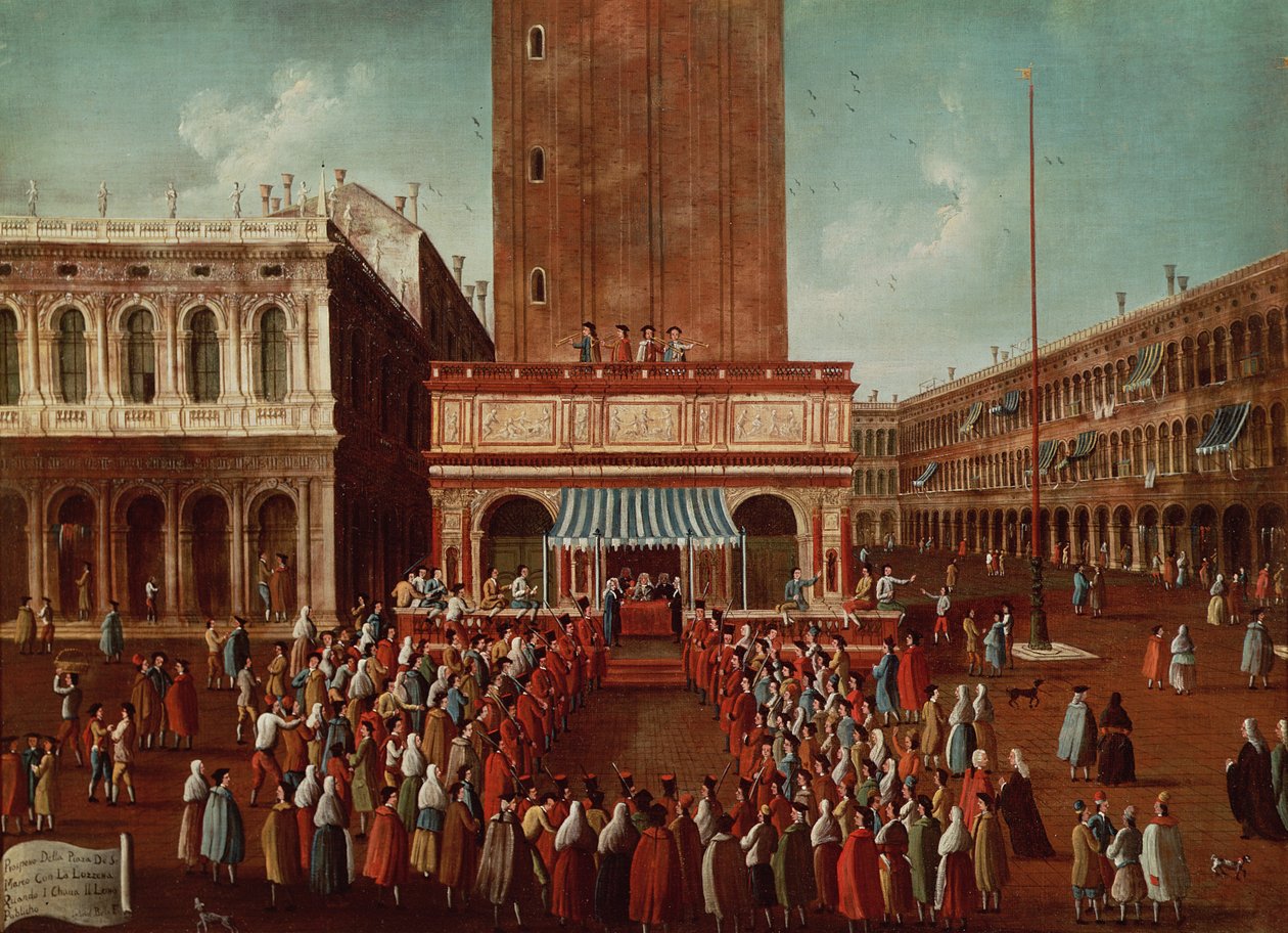 Loteria publiczna w Loggetta, Piazza San Marco, Wenecja autorstwa Gabriele Bella