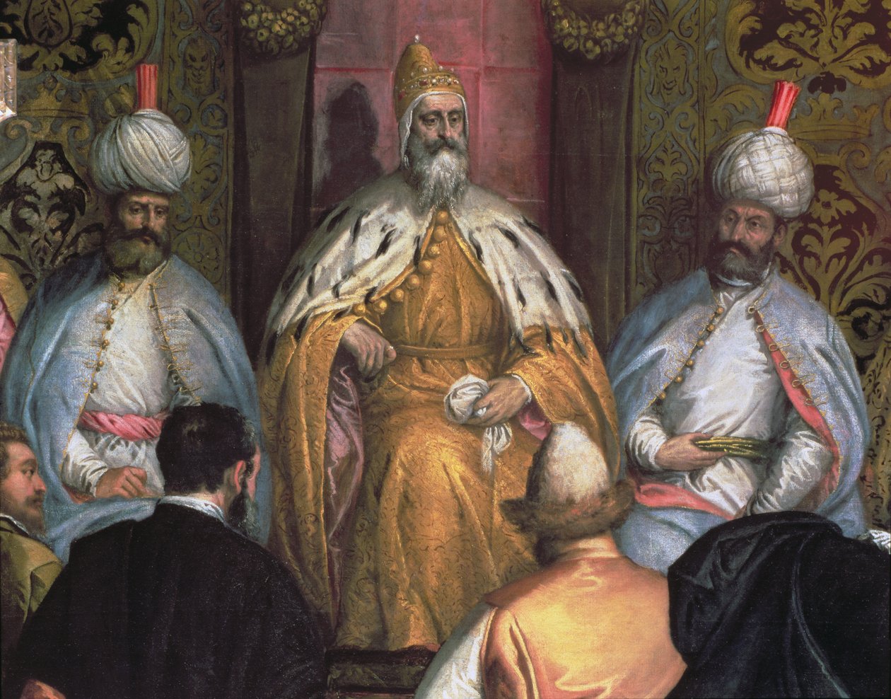 Dog Marino Grimani (panujący w latach 1595-1605) przyjmujący ambasadora Persji (detal) autorstwa Gabriele Caliari