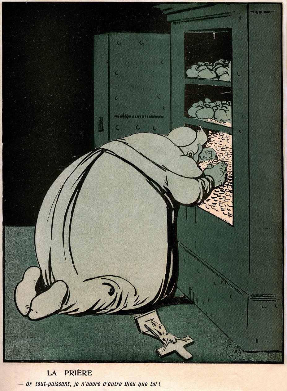 Karykatura we francuskim pamiętniku humoru politycznego „Talerz maślany”” specjalny Watykan (nr 242 z 18 listopada autorstwa Gabriele (1865-1937) Galantara