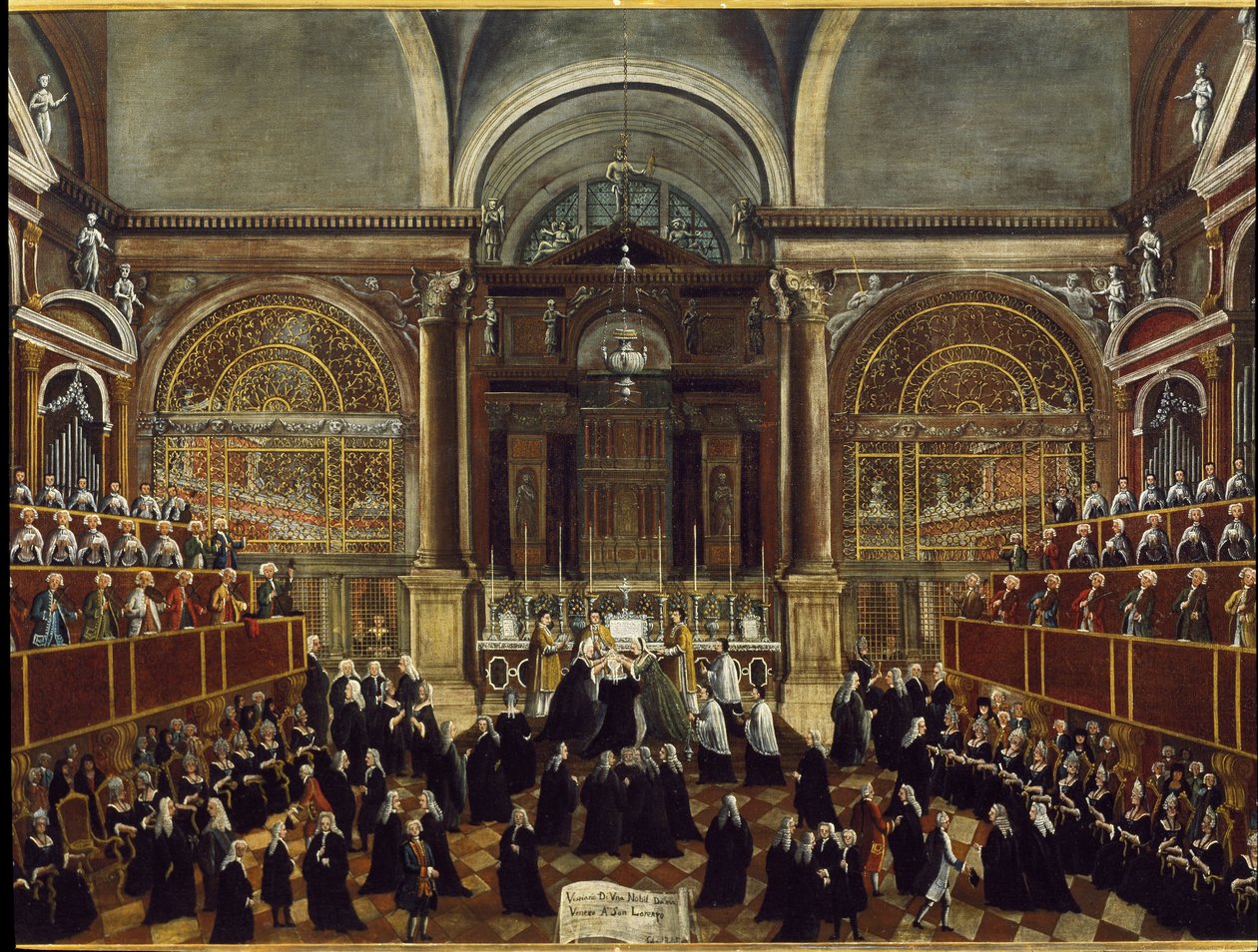 Ceremonia zabrania sukni zakonnicy w kościele San Lorenzo w Wenecji Detal Obraz Gabriele Bella (1730-1799) 1789 Dim 94x148 cm Venice Fondazione „”Querini Stampalia”” autorstwa Gabriele Bella