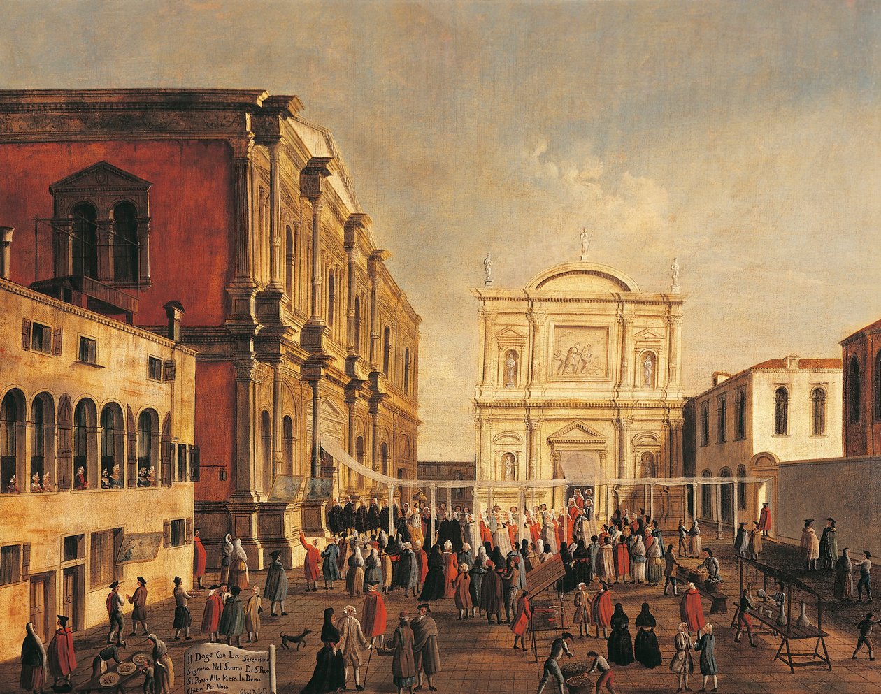 Włochy, Veneto, Wenecja, Doge Wenecki i Signoria przy kościele San Rocco, w dzień św. autorstwa Gabriele Bella