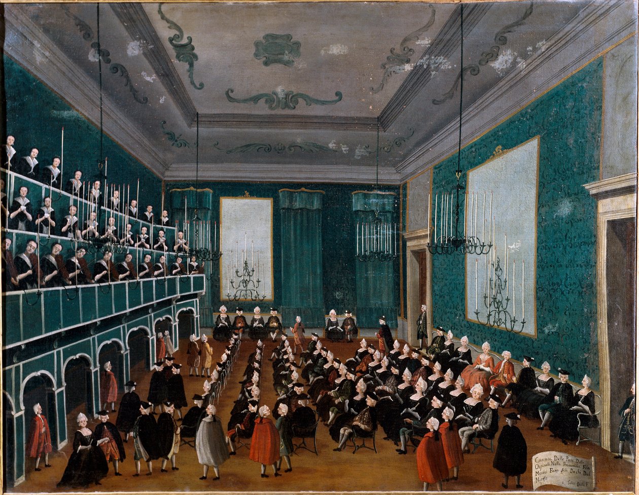 Kantata delle putte grupy sierot Ospitali zebrana w weneckich szpitalach i wchodząca w skład chórów za czasów Antonio Vivaldiego. Obraz Gabriela Belli (1730-1799) XVIII-wieczny Palazzo Querini Stampalia Wenecja autorstwa Gabriele Bella