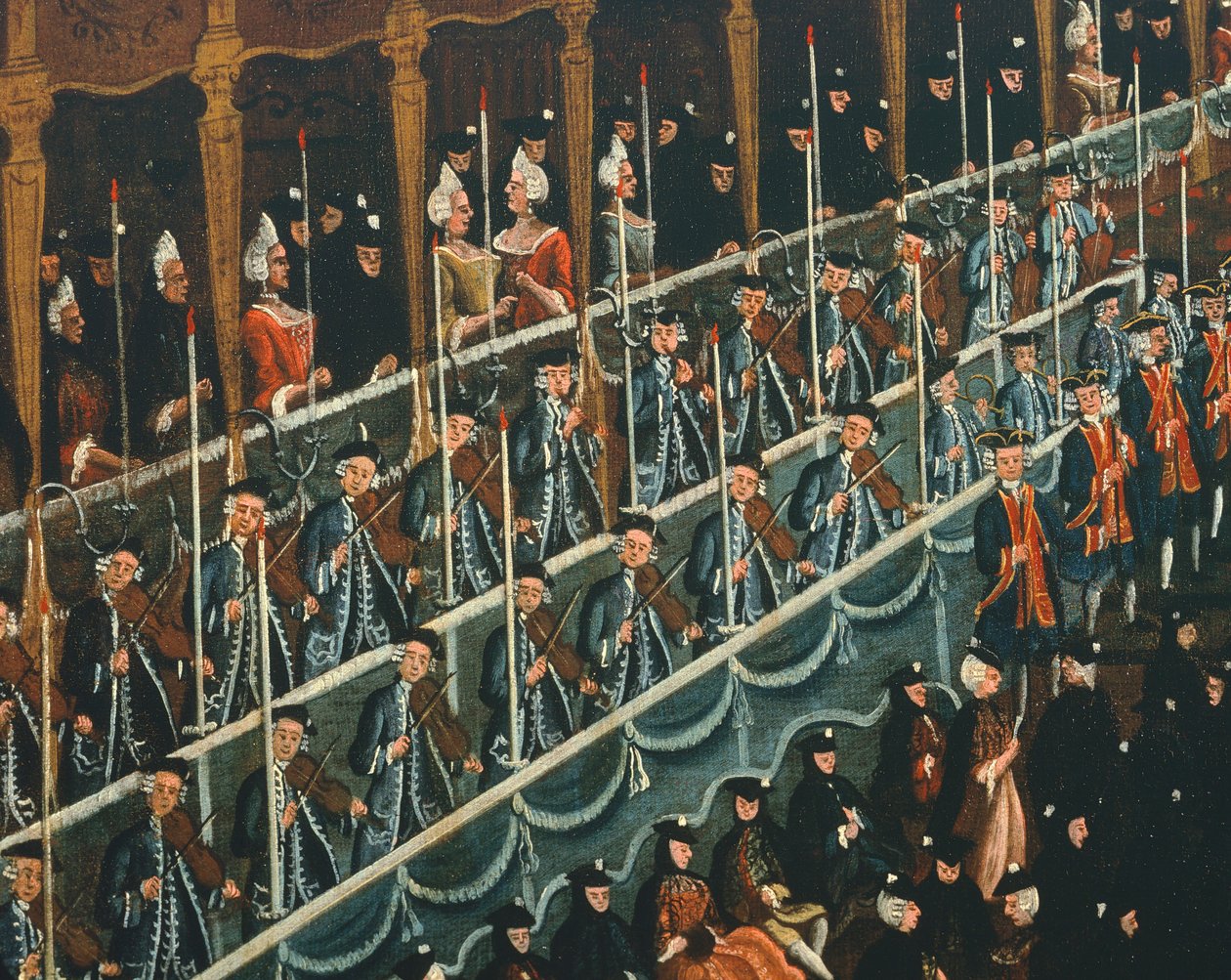 Lunch w teatrze San Benito ofiarowany przez Doża na cześć książąt północy, Wenecja, Gabriel Bella (1730-1799), olej na płótnie, Szczegół autorstwa Gabriele Bella