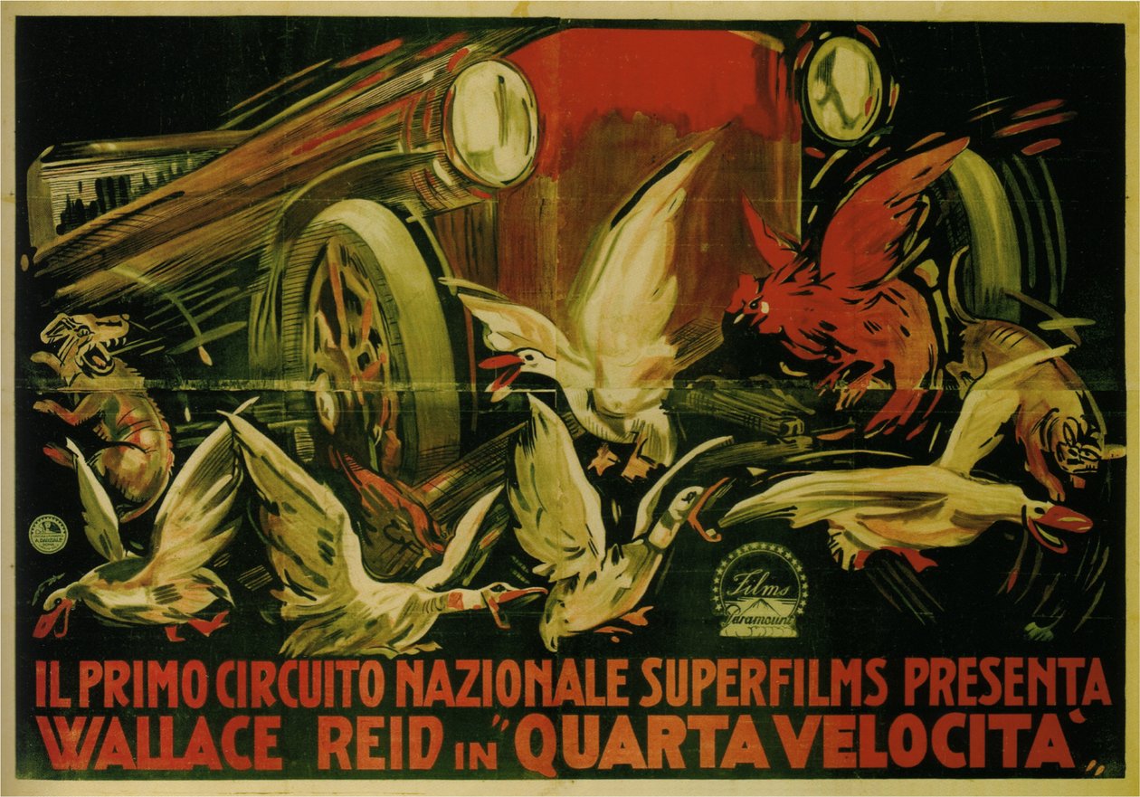 Wallace Reid w filmie Podwójna prędkość, 1920 autorstwa Gabriele Galantara