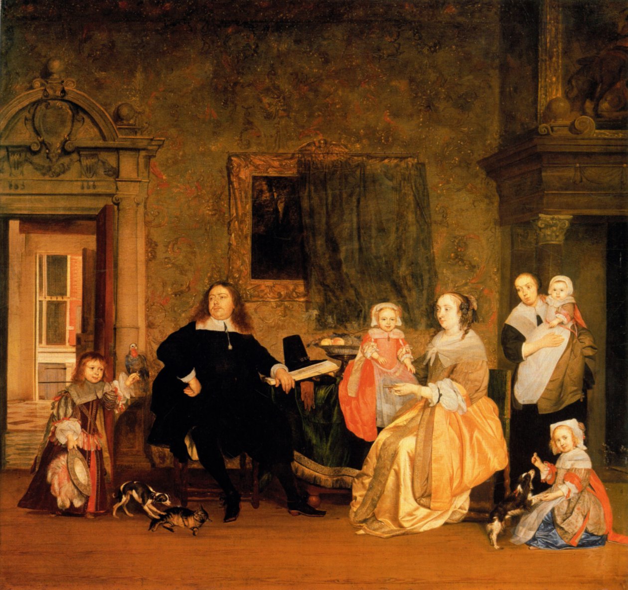 Portret Jana Jacobsza Hinlopena i jego rodziny autorstwa Gabriel Metsu