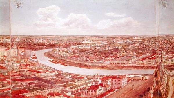 Panorama Moskwy, przedstawiająca rzekę Moskwę, 1819 (wc na papierze) (zob. 170139-170146) autorstwa Gadolle