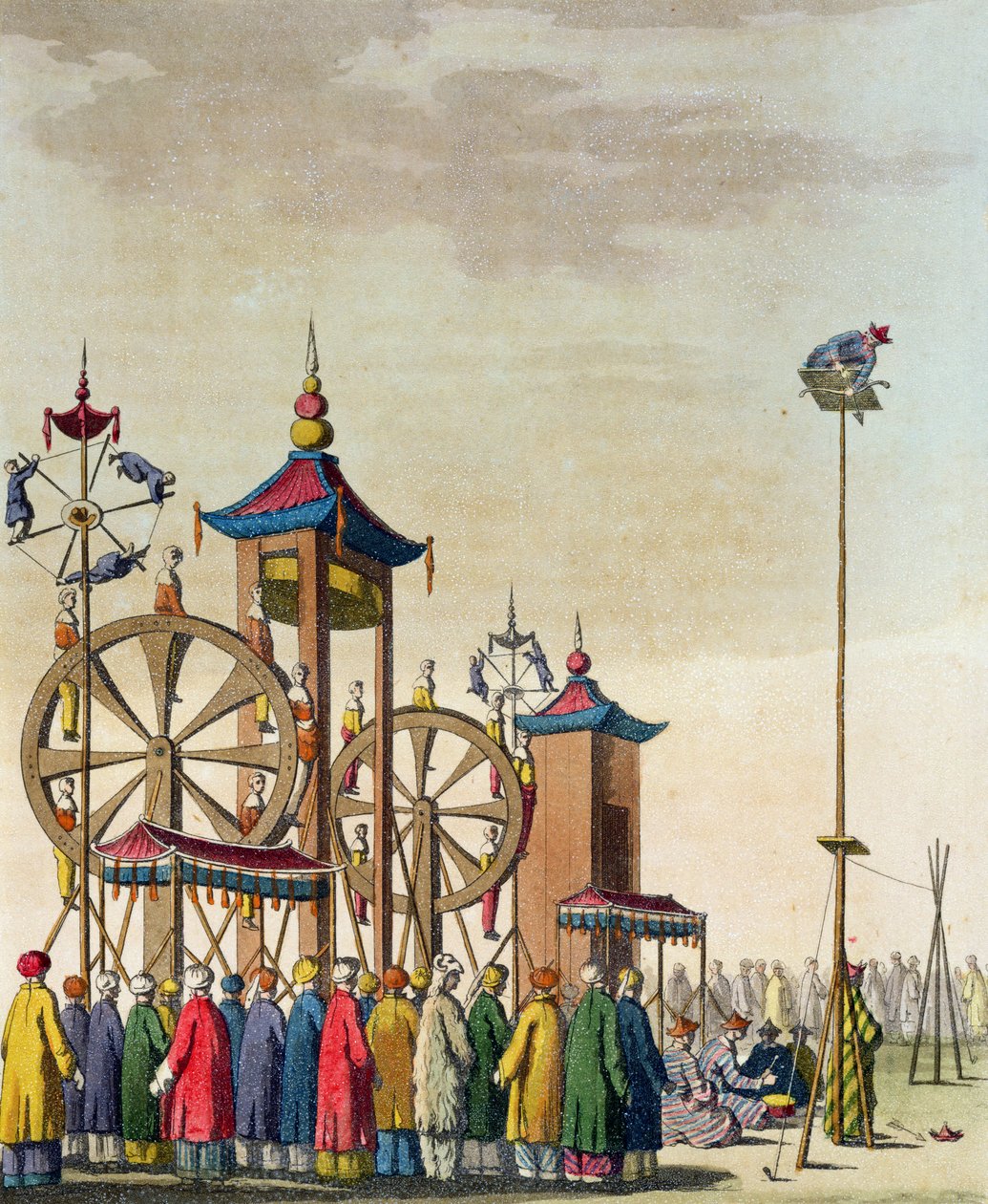 Cyrk chiński, ilustracja z „Le Costume Ancien et Moderne” Giulio Ferrario, wydana ok. 1820-30 autorstwa Gaetano Zancon