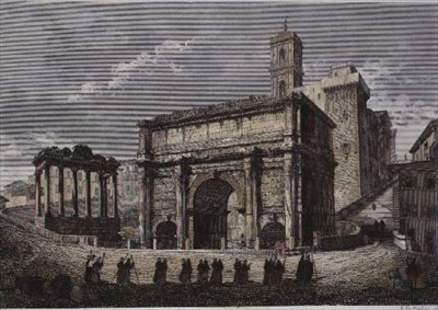 Łuk Septimusa VI, Forum, Rzym, z serii Gaetano Cottafavi, c.1850 (rycina stalowa) autorstwa Gaetano Cottafavi