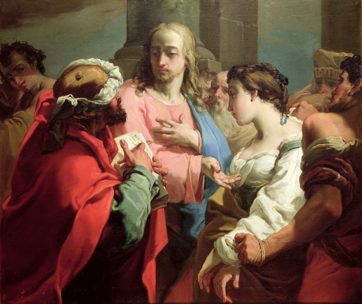 Chrystus i kobieta przyłapana na cudzołóstwie (olej na płótnie) autorstwa Gaetano Gandolfi