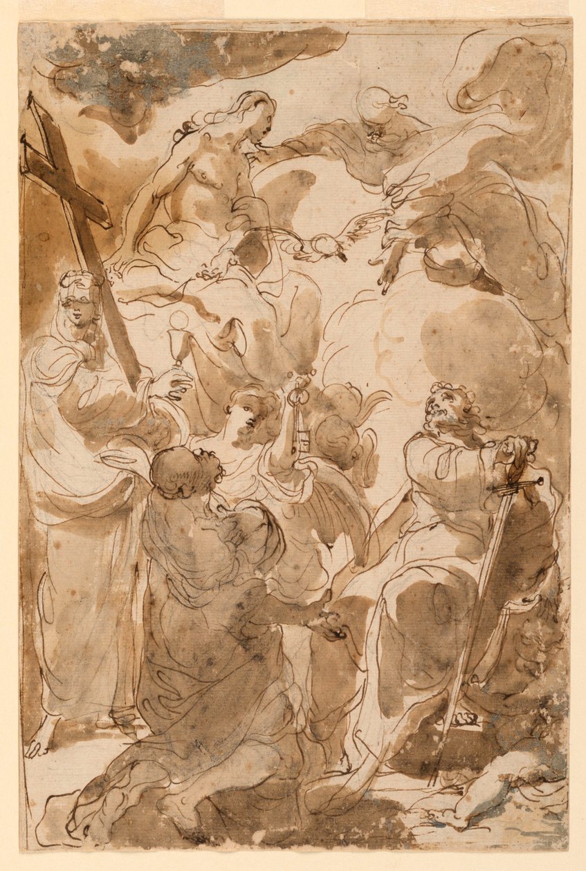 Rysunek, Trójca Święta i apostołowie, święty Piotr i święty Paweł, 1770-80 autorstwa Gaetano Gandolfi