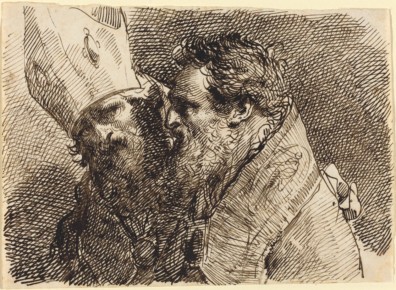 Szefowie dwóch biskupów autorstwa Gaetano Gandolfi