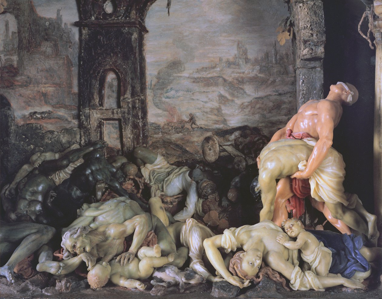 Dżuma, 1691-94 detal woskowy z 309482 autorstwa Gaetano Giulio Zumbo