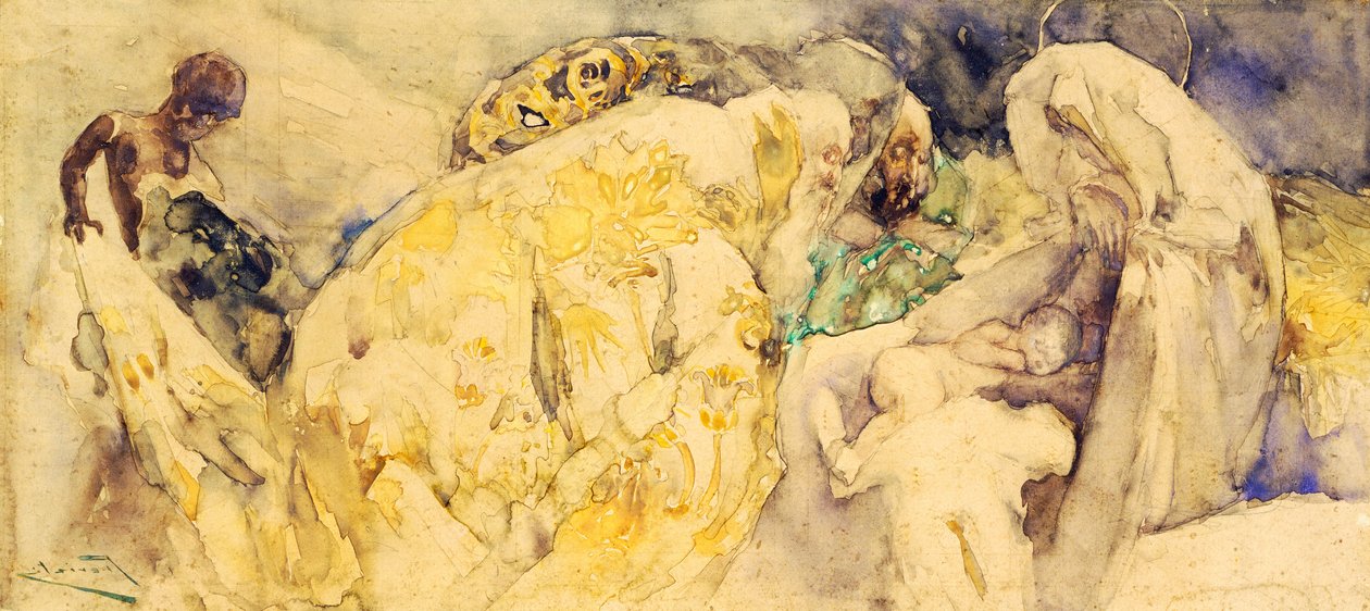 Adoracja Magi autorstwa Gaetano Previati