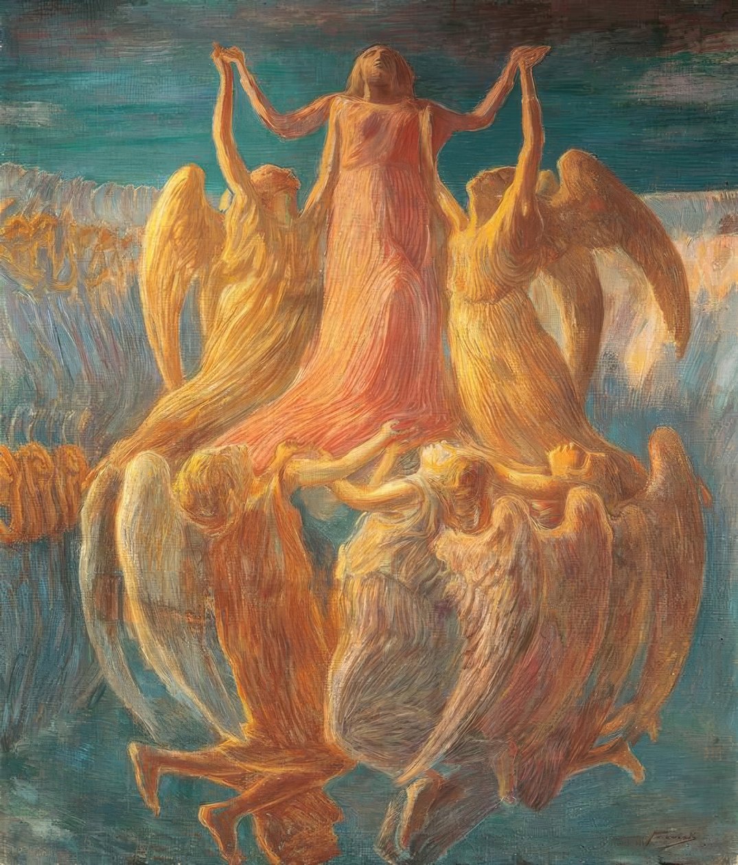Wniebowzięcie przez Gaetano Previati (1852-1920). autorstwa Gaetano Previati