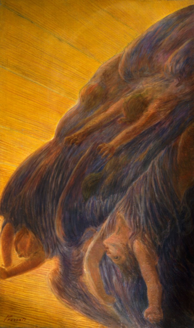 Upadek aniołów, tryptyk boczny panel autorstwa Gaetano Previati