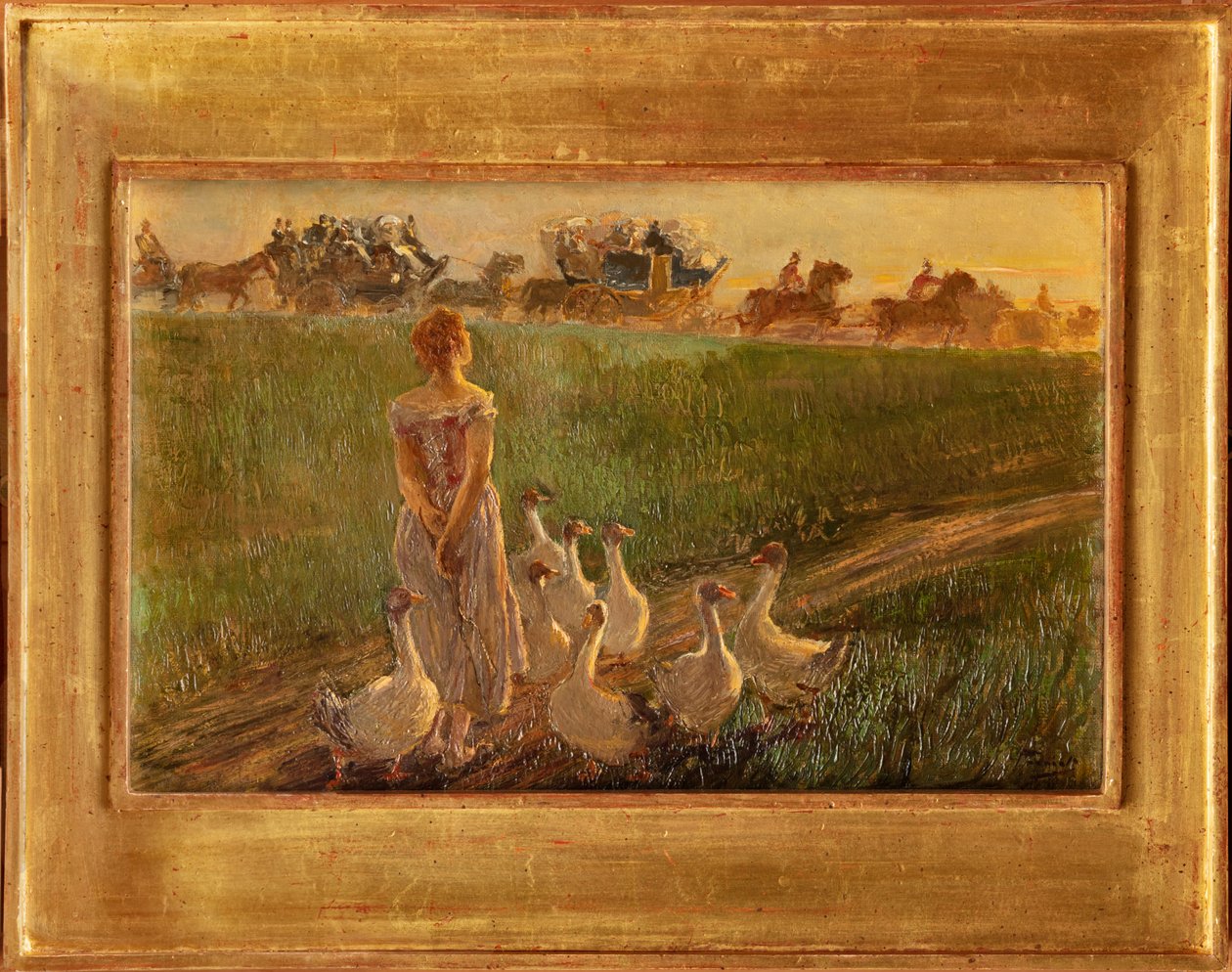 Opiekun gęsi (olej na płótnie) autorstwa Gaetano Previati