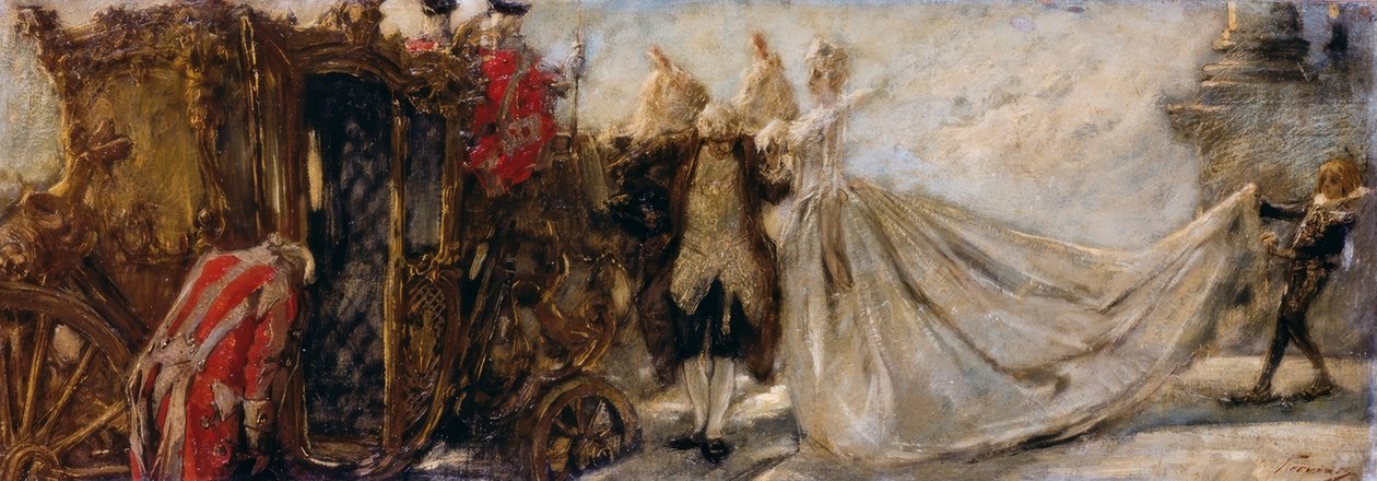 Opuszczanie kościoła — Gaetano Previati autorstwa Gaetano Previati