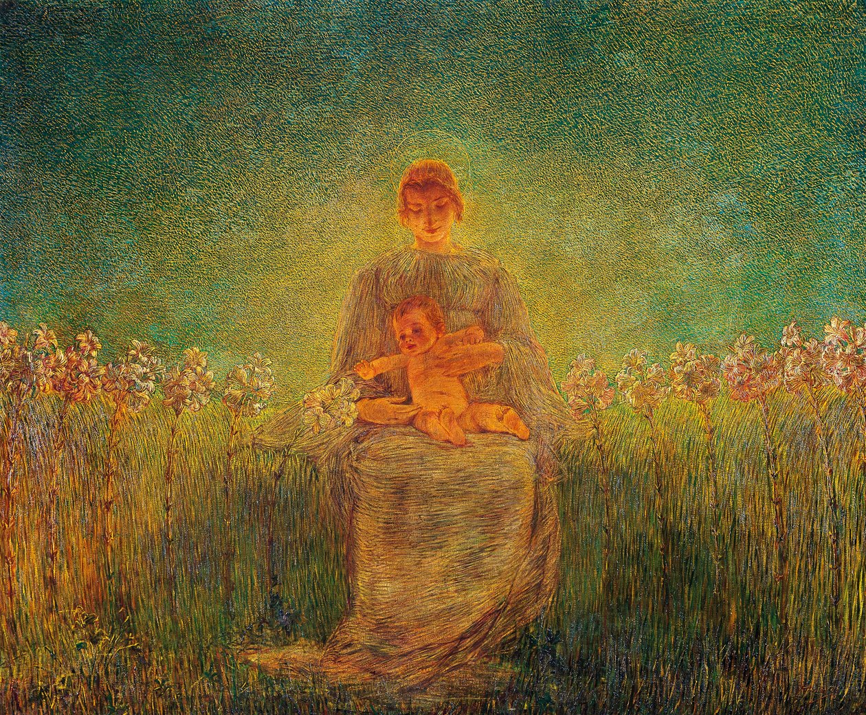 Madonna z liliami autorstwa Gaetano Previati